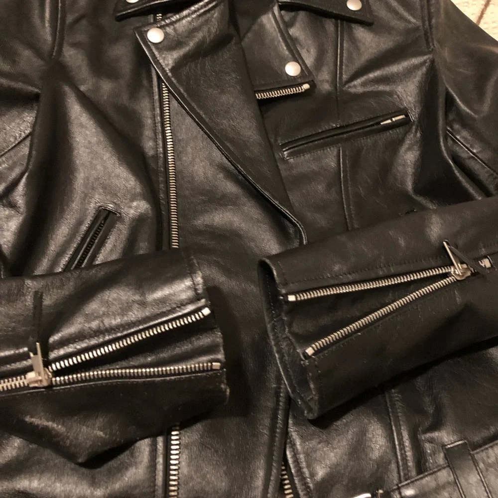Ag Adriano Goldschmied Black Leather Moto Jacket - Picture 6 of 12